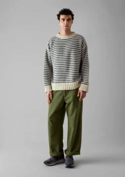 Tucking Stripe Wool Cotton Sweater