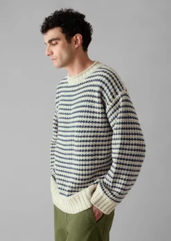 Tucking Stripe Wool Cotton Sweater