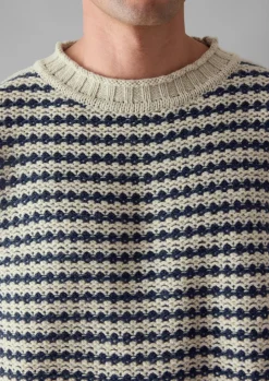 Tucking Stripe Wool Cotton Sweater