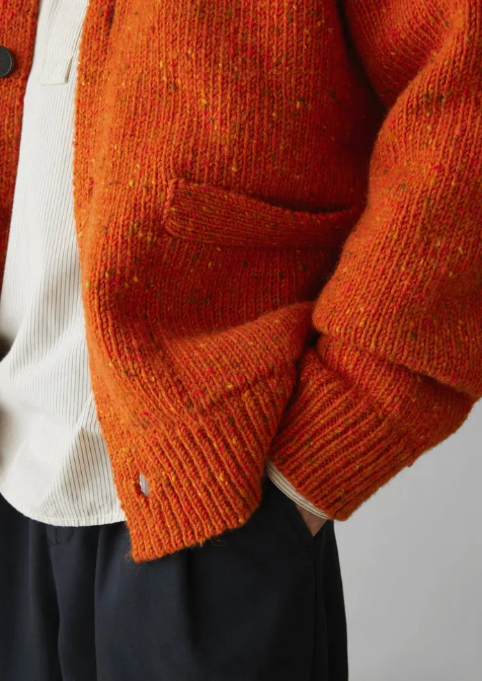 V-Neck Donegal Wool Cardigan