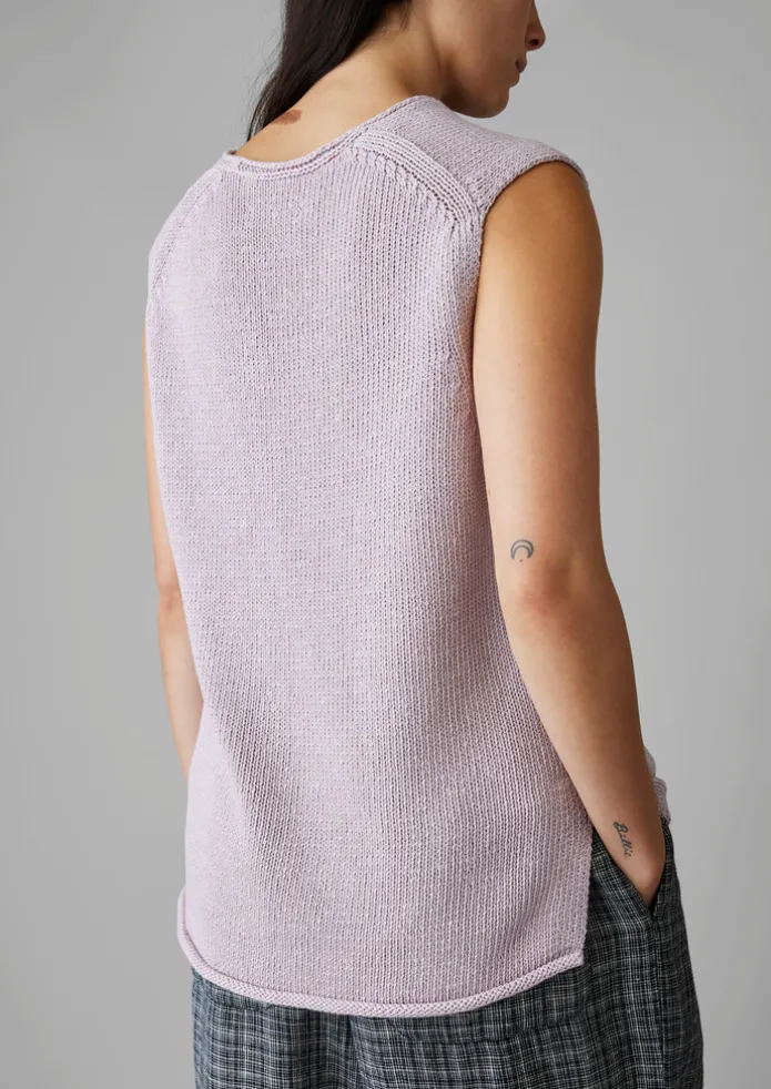 V-Neck Linen Cotton Knitted Tank