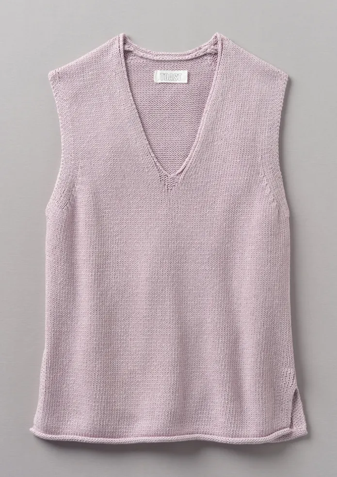 V-Neck Linen Cotton Knitted Tank