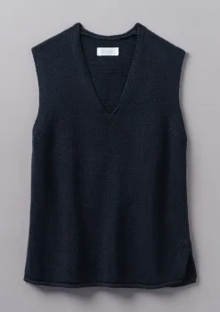 V-Neck Linen Cotton Knitted Tank