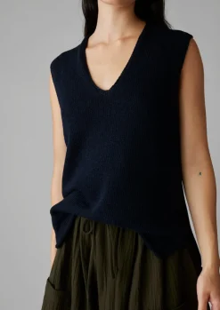 V-Neck Linen Cotton Knitted Tank