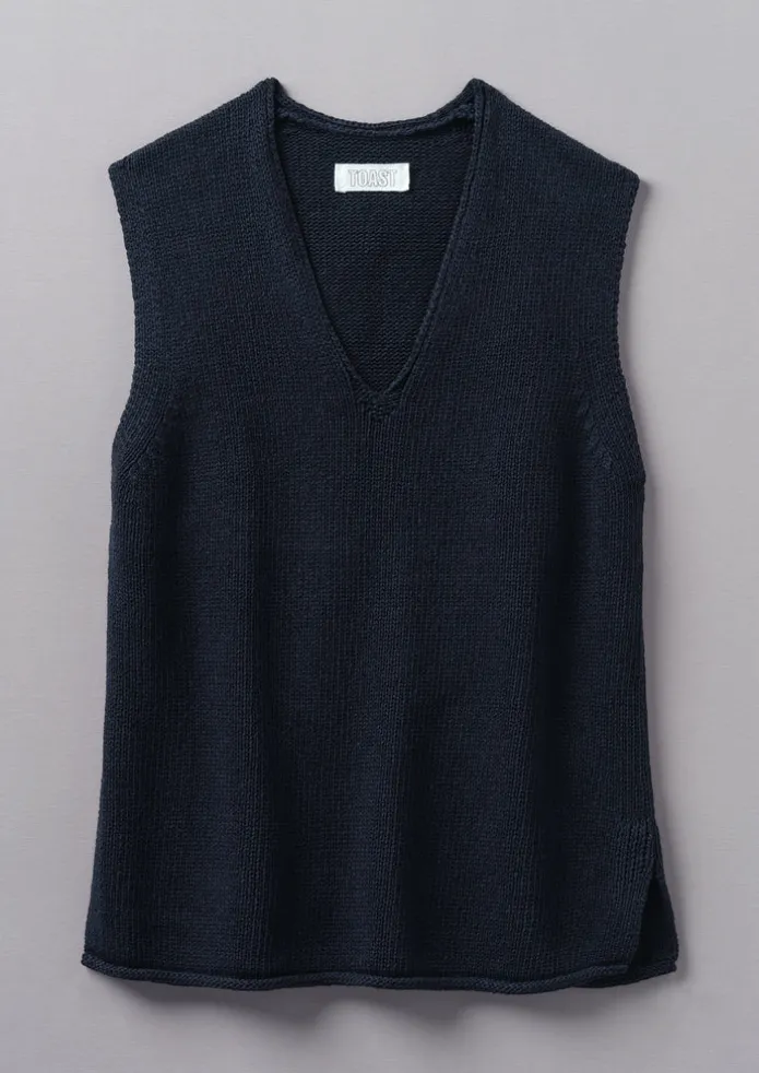 V-Neck Linen Cotton Knitted Tank